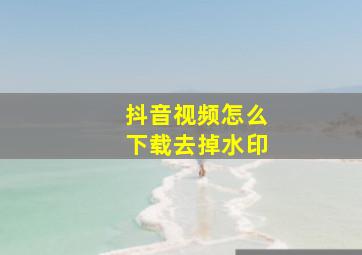 抖音视频怎么下载去掉水印