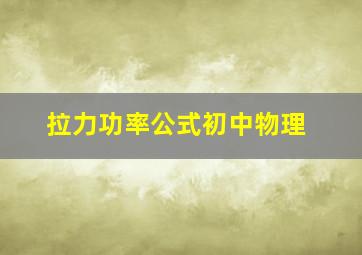 拉力功率公式初中物理