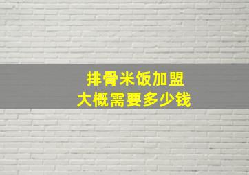 排骨米饭加盟大概需要多少钱