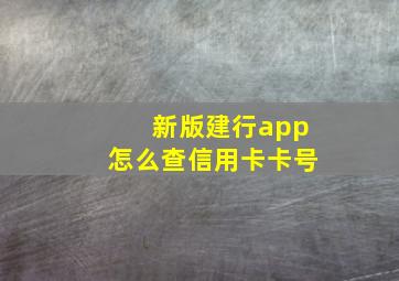 新版建行app怎么查信用卡卡号