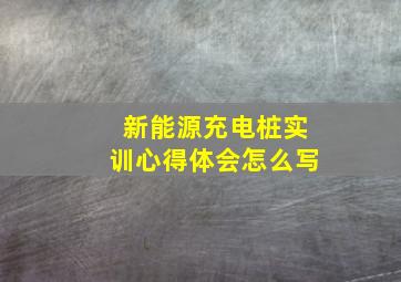 新能源充电桩实训心得体会怎么写