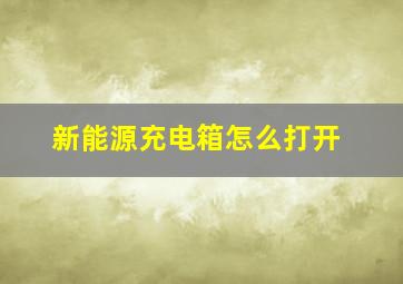 新能源充电箱怎么打开