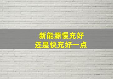 新能源慢充好还是快充好一点