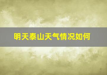 明天泰山天气情况如何