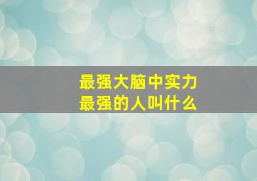 最强大脑中实力最强的人叫什么