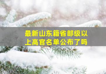 最新山东籍省部级以上高官名单公布了吗