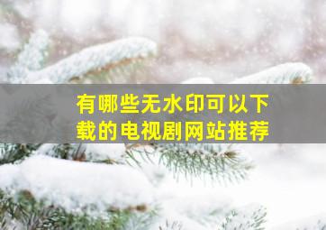 有哪些无水印可以下载的电视剧网站推荐