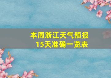 本周浙江天气预报15天准确一览表