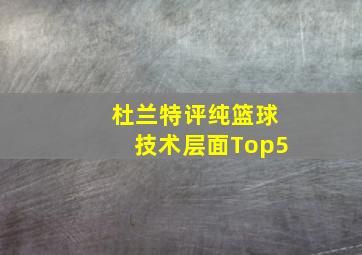 杜兰特评纯篮球技术层面Top5