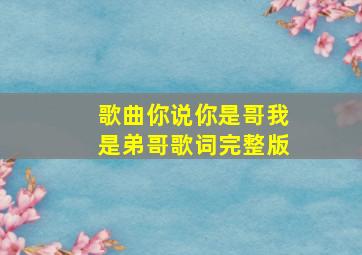 歌曲你说你是哥我是弟哥歌词完整版