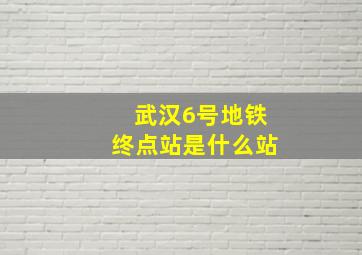 武汉6号地铁终点站是什么站