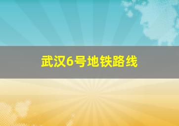 武汉6号地铁路线