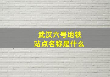 武汉六号地铁站点名称是什么