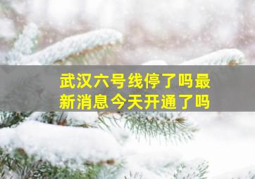 武汉六号线停了吗最新消息今天开通了吗