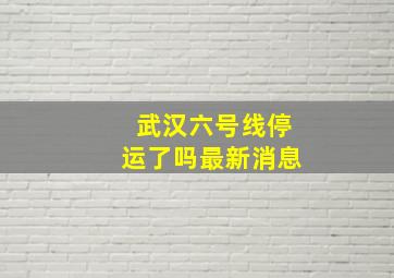 武汉六号线停运了吗最新消息