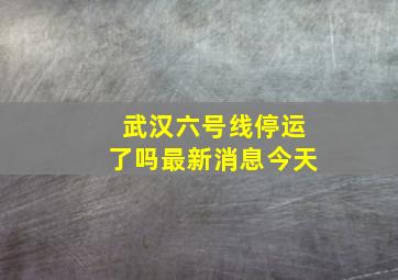 武汉六号线停运了吗最新消息今天