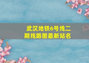 武汉地铁6号线二期线路图最新站名