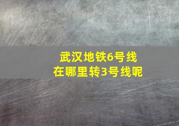 武汉地铁6号线在哪里转3号线呢