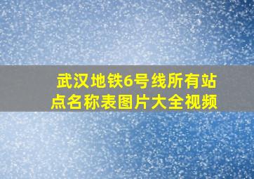 武汉地铁6号线所有站点名称表图片大全视频