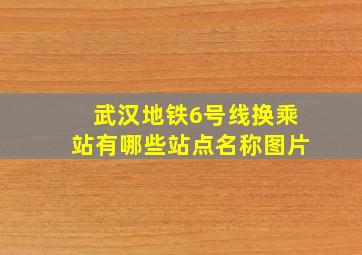 武汉地铁6号线换乘站有哪些站点名称图片