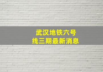 武汉地铁六号线三期最新消息