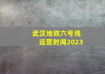 武汉地铁六号线运营时间2023