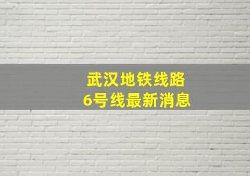 武汉地铁线路6号线最新消息