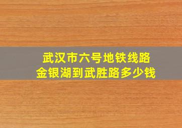 武汉市六号地铁线路金银湖到武胜路多少钱