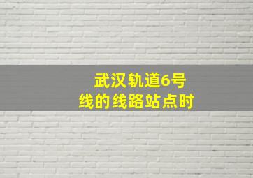 武汉轨道6号线的线路站点时