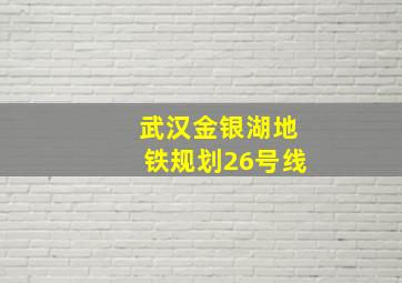 武汉金银湖地铁规划26号线