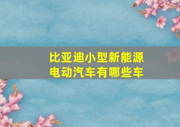 比亚迪小型新能源电动汽车有哪些车