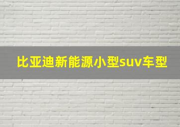 比亚迪新能源小型suv车型