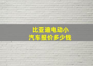 比亚迪电动小汽车报价多少钱