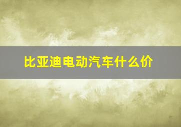 比亚迪电动汽车什么价