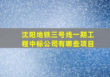 沈阳地铁三号线一期工程中标公司有哪些项目