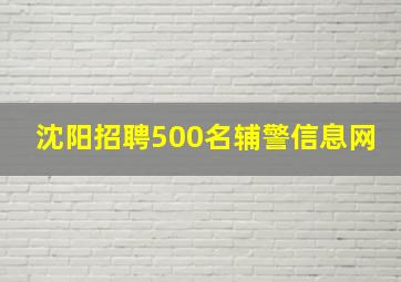 沈阳招聘500名辅警信息网