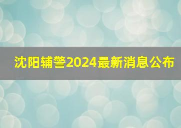 沈阳辅警2024最新消息公布