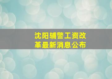 沈阳辅警工资改革最新消息公布