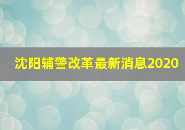 沈阳辅警改革最新消息2020