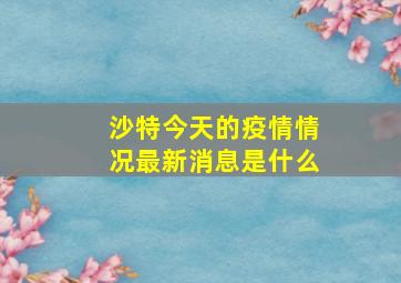 沙特今天的疫情情况最新消息是什么