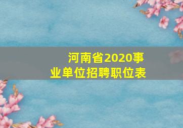 河南省2020事业单位招聘职位表