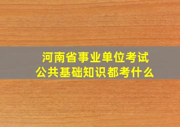 河南省事业单位考试公共基础知识都考什么