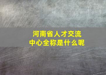 河南省人才交流中心全称是什么呢