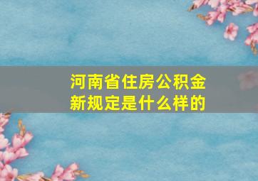 河南省住房公积金新规定是什么样的