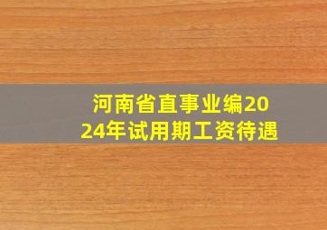 河南省直事业编2024年试用期工资待遇