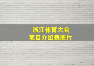 浙江体育大会项目介绍表图片