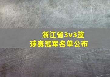 浙江省3v3篮球赛冠军名单公布