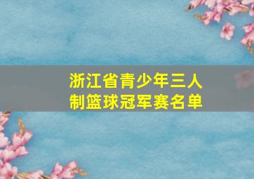 浙江省青少年三人制篮球冠军赛名单