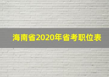 海南省2020年省考职位表