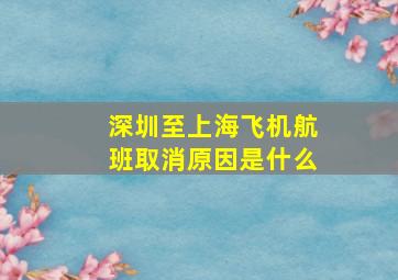 深圳至上海飞机航班取消原因是什么